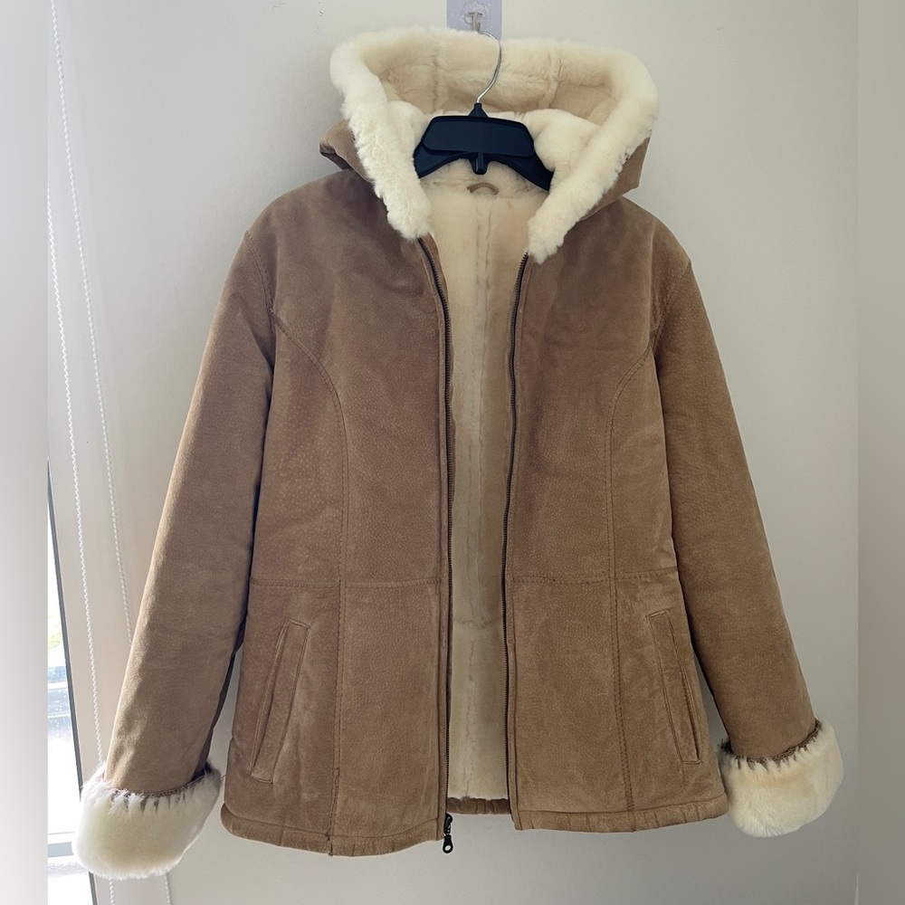 wilson's leather
Wilson Leather faux fur leather hooded jacket